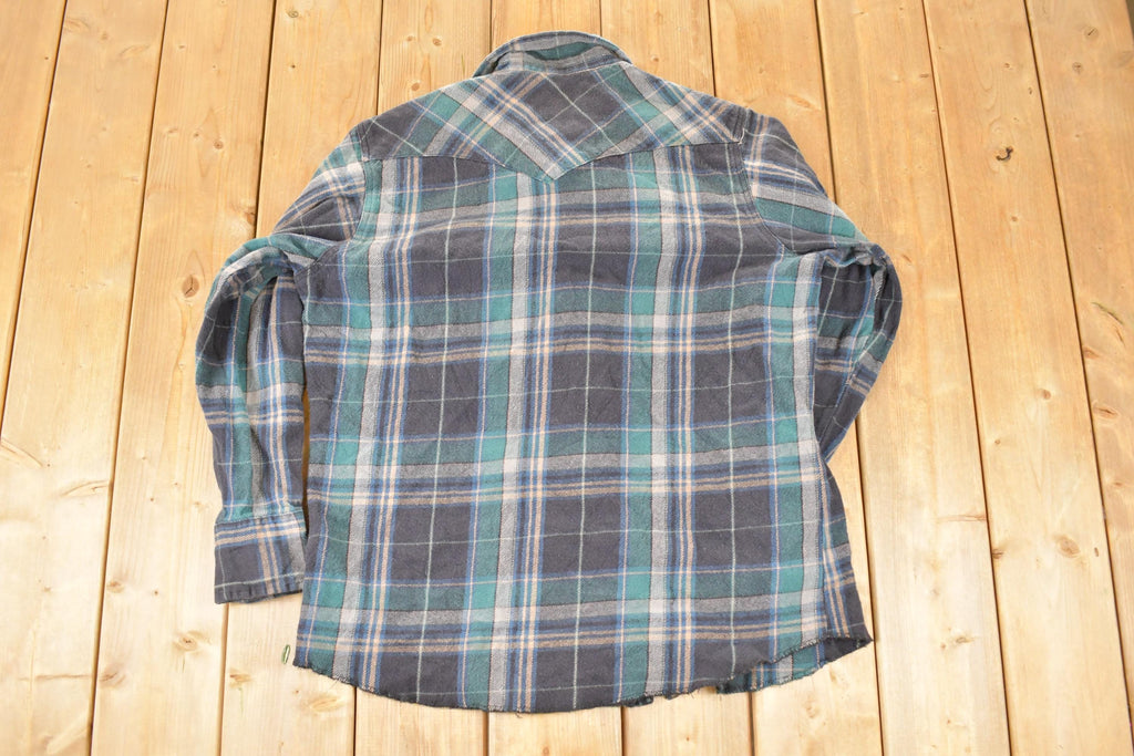 Vintage 1990s Wrangler Plaid Western Style Button Up Shirt Men's Large