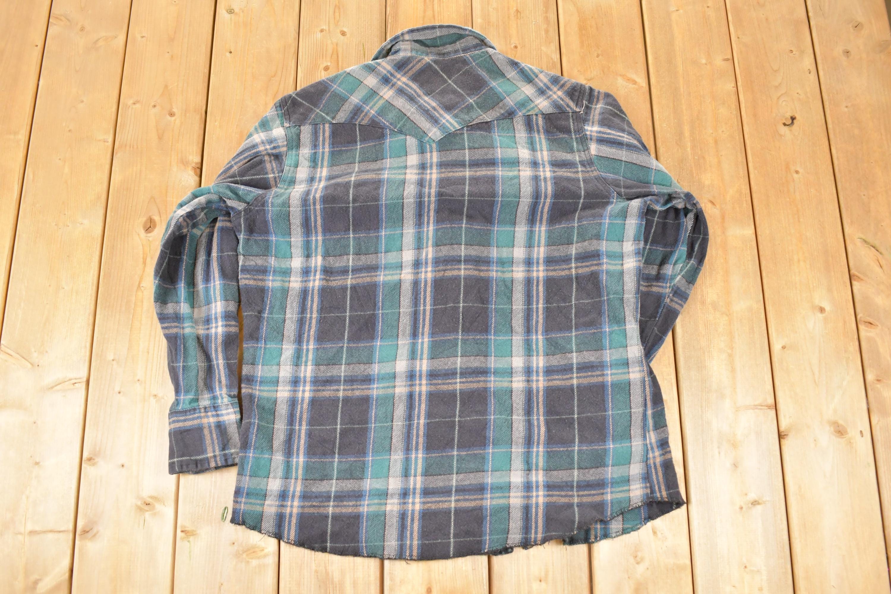 Vintage 1990s Wrangler Plaid Western Style Button Up Shirt Men's Large