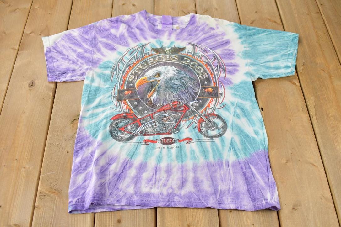 Vintage 2003 Sturgis Black Hills Motorcycle Rally Tie Dye T-Shirt