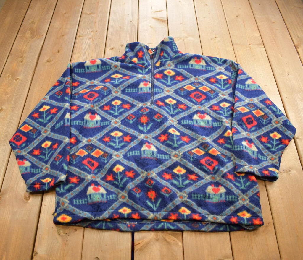 Vintage 1990s Jennifer Moore Activewear Abstract Pattern Fleece Sweater