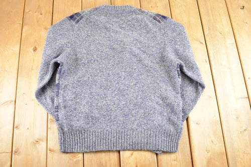 Vintage 1990s Oakton Ltd Wool Knit Crewneck Sweater Mens M / 90's Abstract Pattern 3D Shetland Wool Sweatshirt