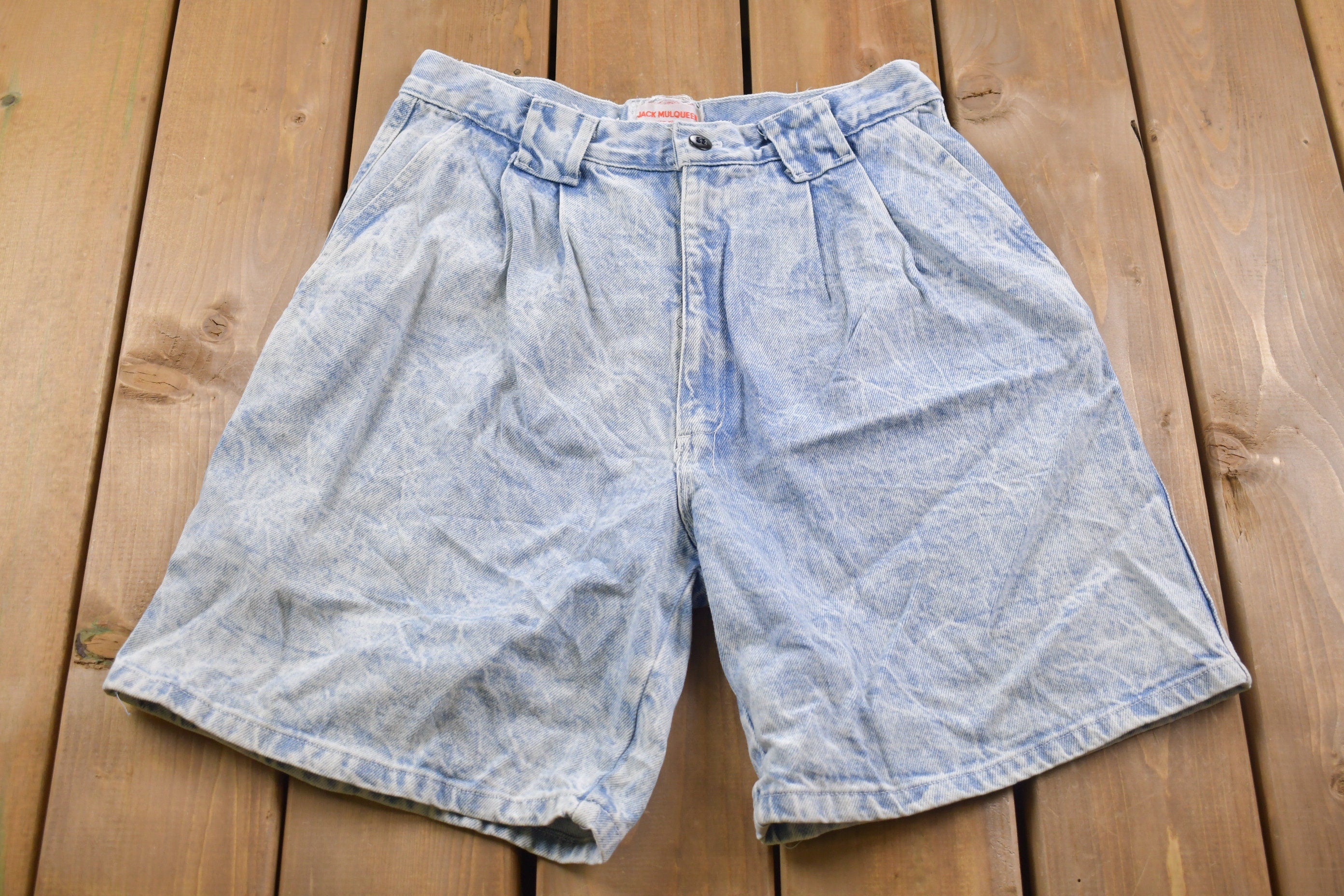 Vintage 1990s Jack Mulqueen Pleated Jean Shorts 30 x 8