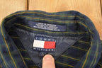 Vintage 1990s Tommy Hilfiger Plaid Button Up Shirt Men's L  Funky Crazy Pattern  Preppy Style  Boxy Fit