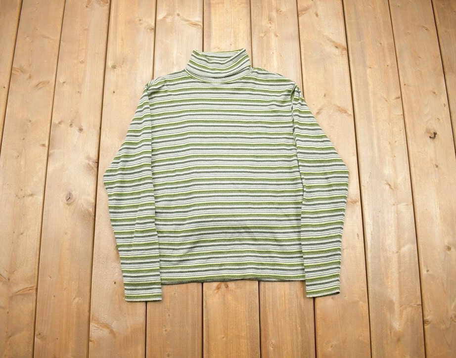Vintage 1990s Paris Sport Club Striped Turtle Neck Sweatshirt