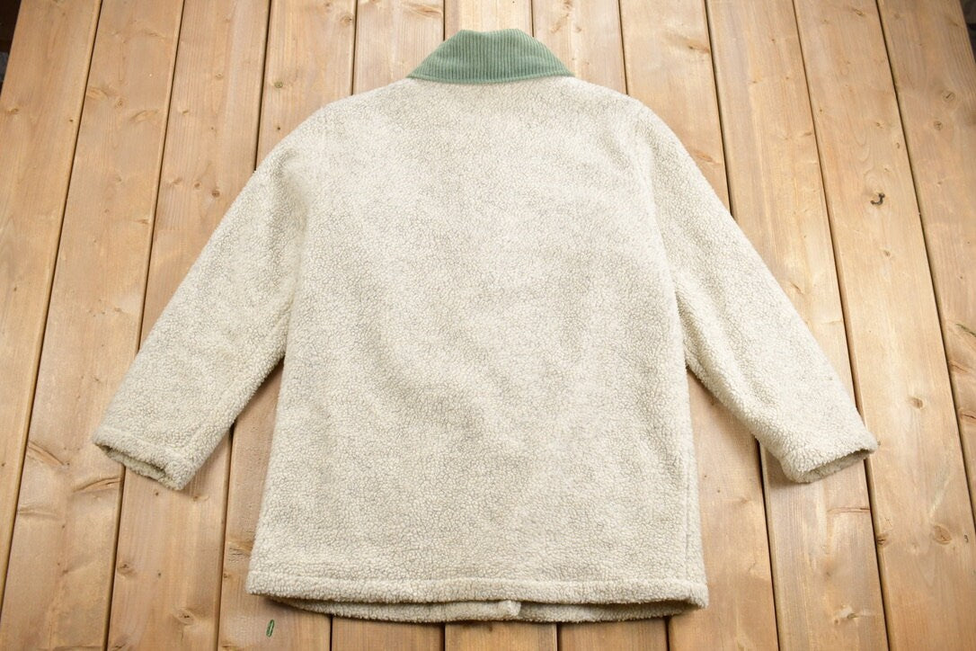 Vintage 1990s Fall Theme Button Up Fleece Sweater