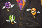 Vintage 1990s Arizona Jean Company Hot Air Balloon Embroidered Denim Vest