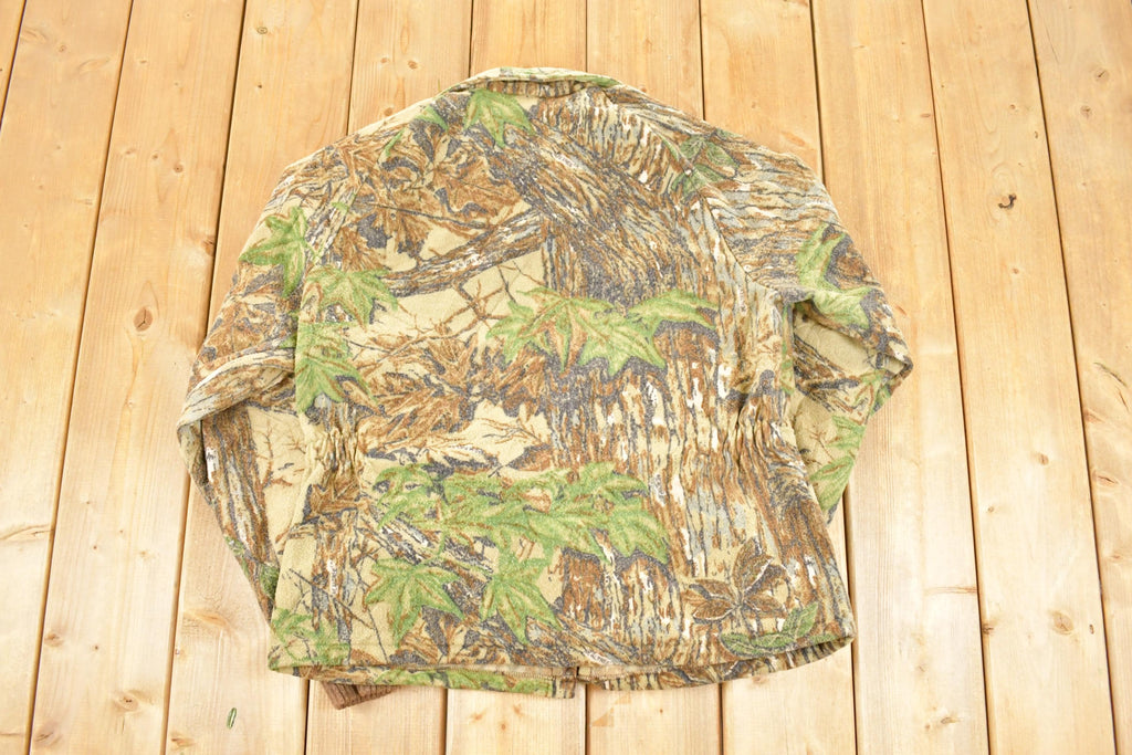 Vintage 1980s Walls Realtree Camo Fleece Outdoorsman Full Zip Sweater Mens M