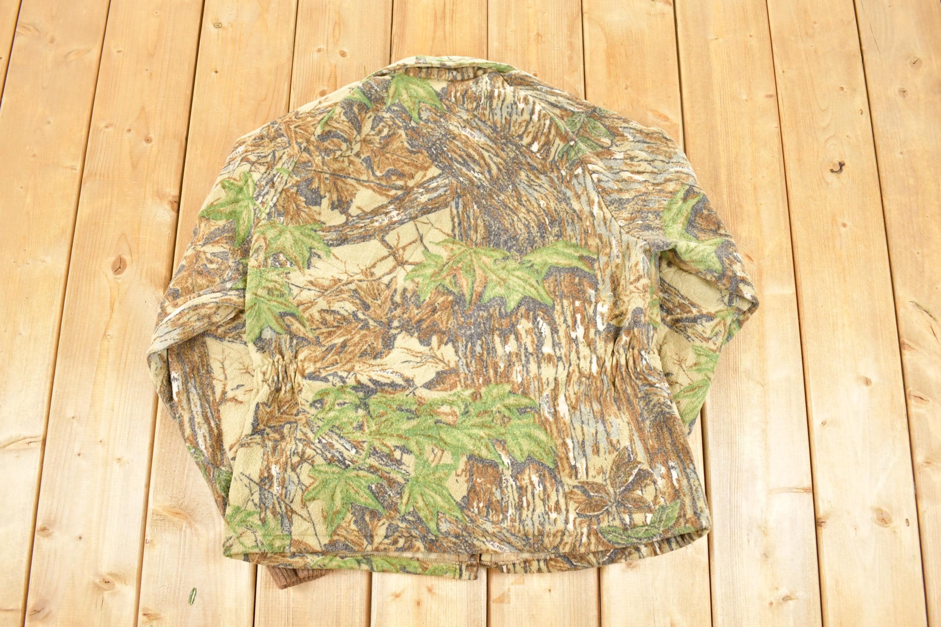 Vintage 1980s Walls Realtree Camo Fleece Outdoorsman Full Zip Sweater Mens M