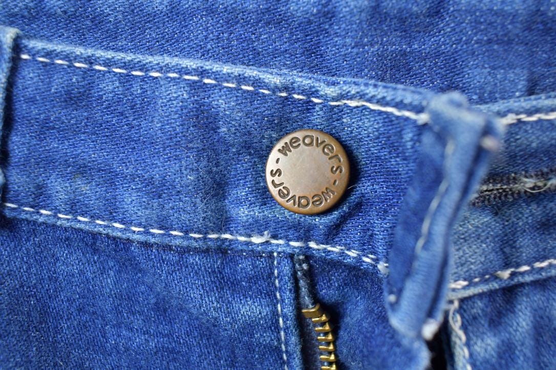 Vintage 1970s Weaver Denim Riveted Jeans Size 28 x 26 Made In USA