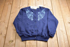 Vintage 1990s Bonnie Evans Wing Embroidered Fleece Sweater