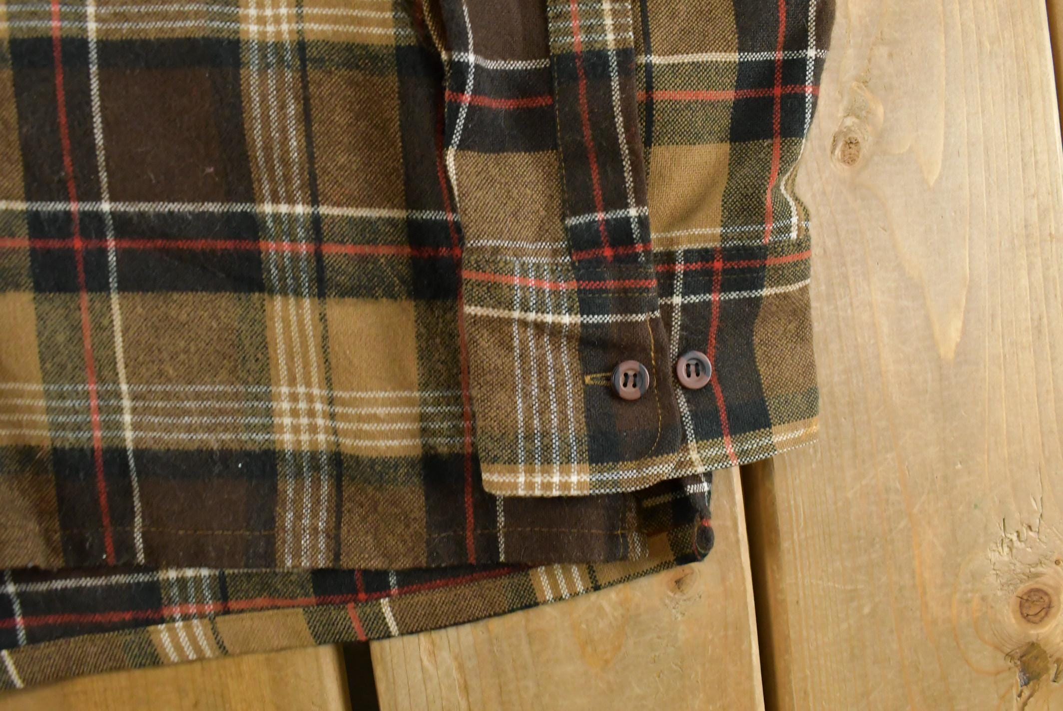 Vintage 1980s Lumberjack Plaid Flannel Button Up Shirt Men's XL /