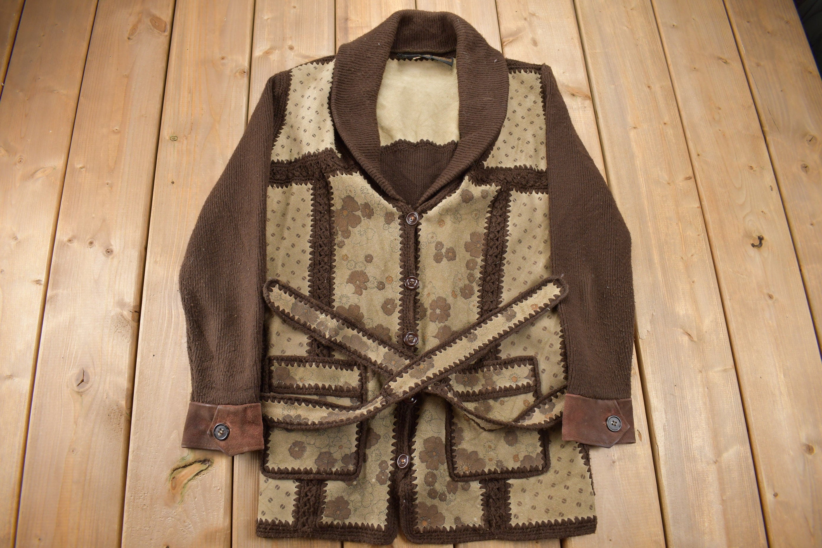 Vintage 1970's High fashion Suede Knit Coat