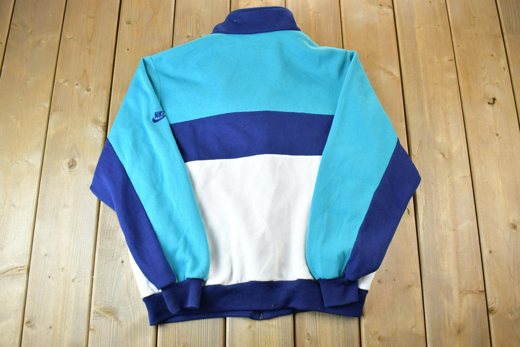 Vintage 1980s Crazy Nike Fleece Embroidered Mini Swoosh Full Zip Mock Neck Sweatshirt