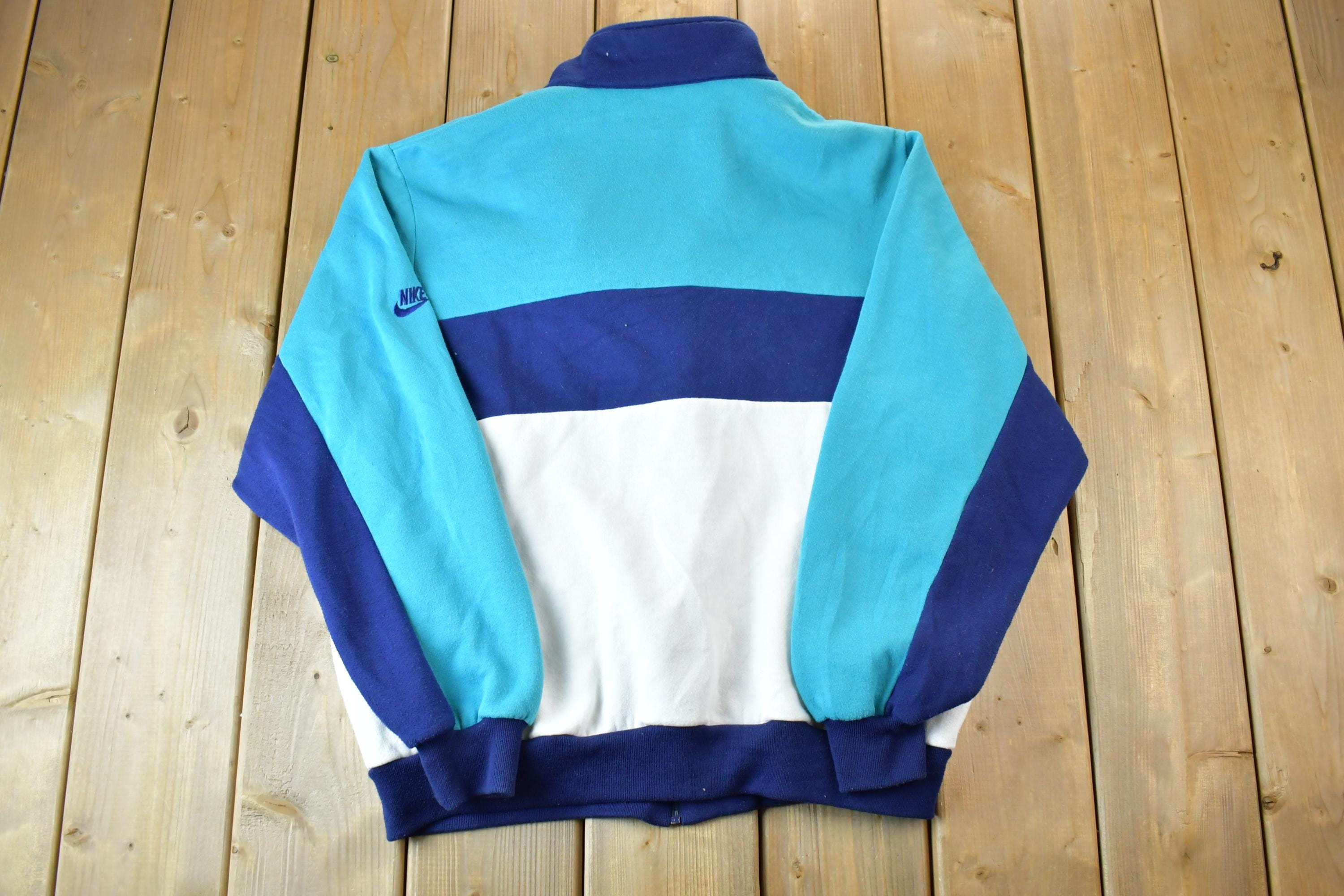 Vintage 1980s Crazy Nike Fleece Embroidered Mini Swoosh Full Zip Mock Neck Sweatshirt