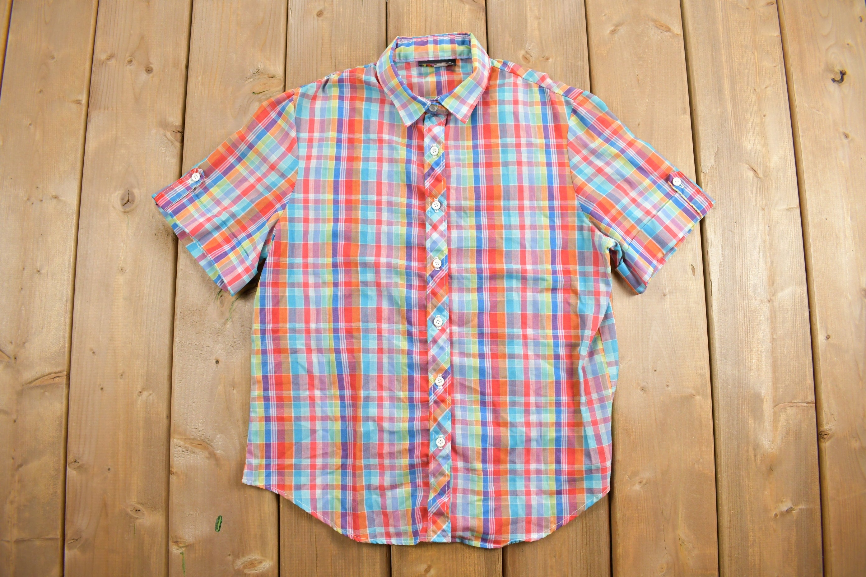 Vintage 1980s rrrRuss Plaid Button Up Shirt