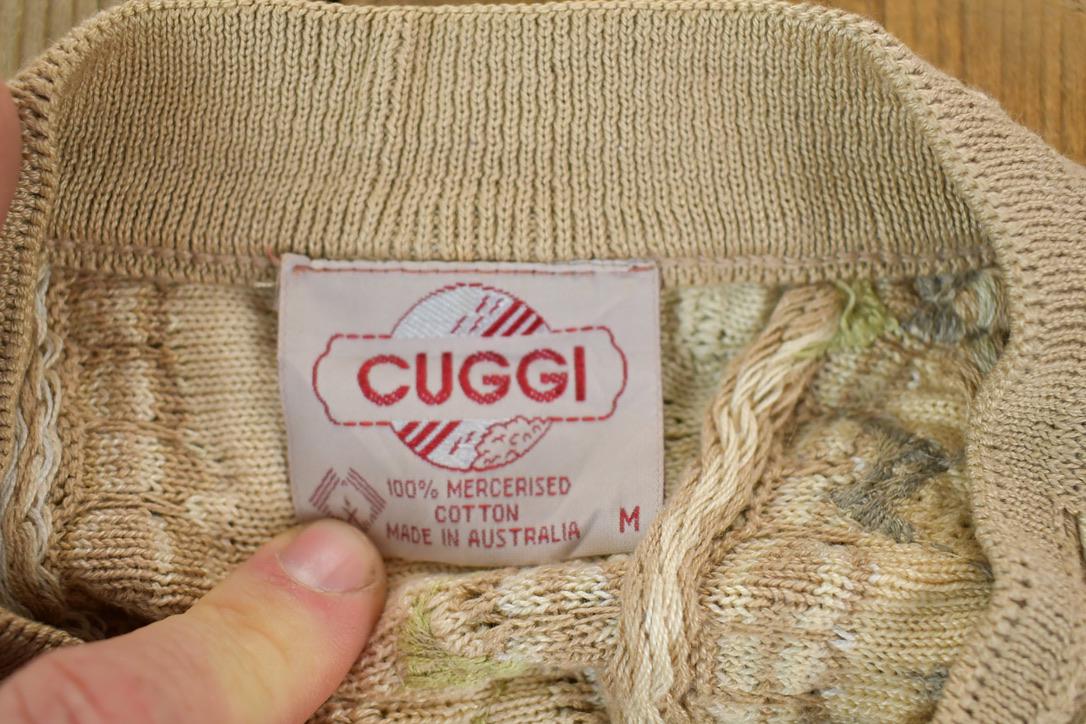 Vintage 1980s Coogi Cotton Knit Abstract Pattern Crewneck Sweater Made In Australia 3D 100% Cotton