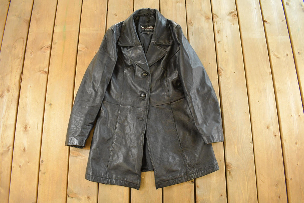 Vintage 1990s Wilsons Leather Trench Coat Women's Large