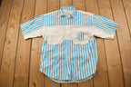 Vintage 1980s Livin On The Edge Striped Button Up Basic Button Up