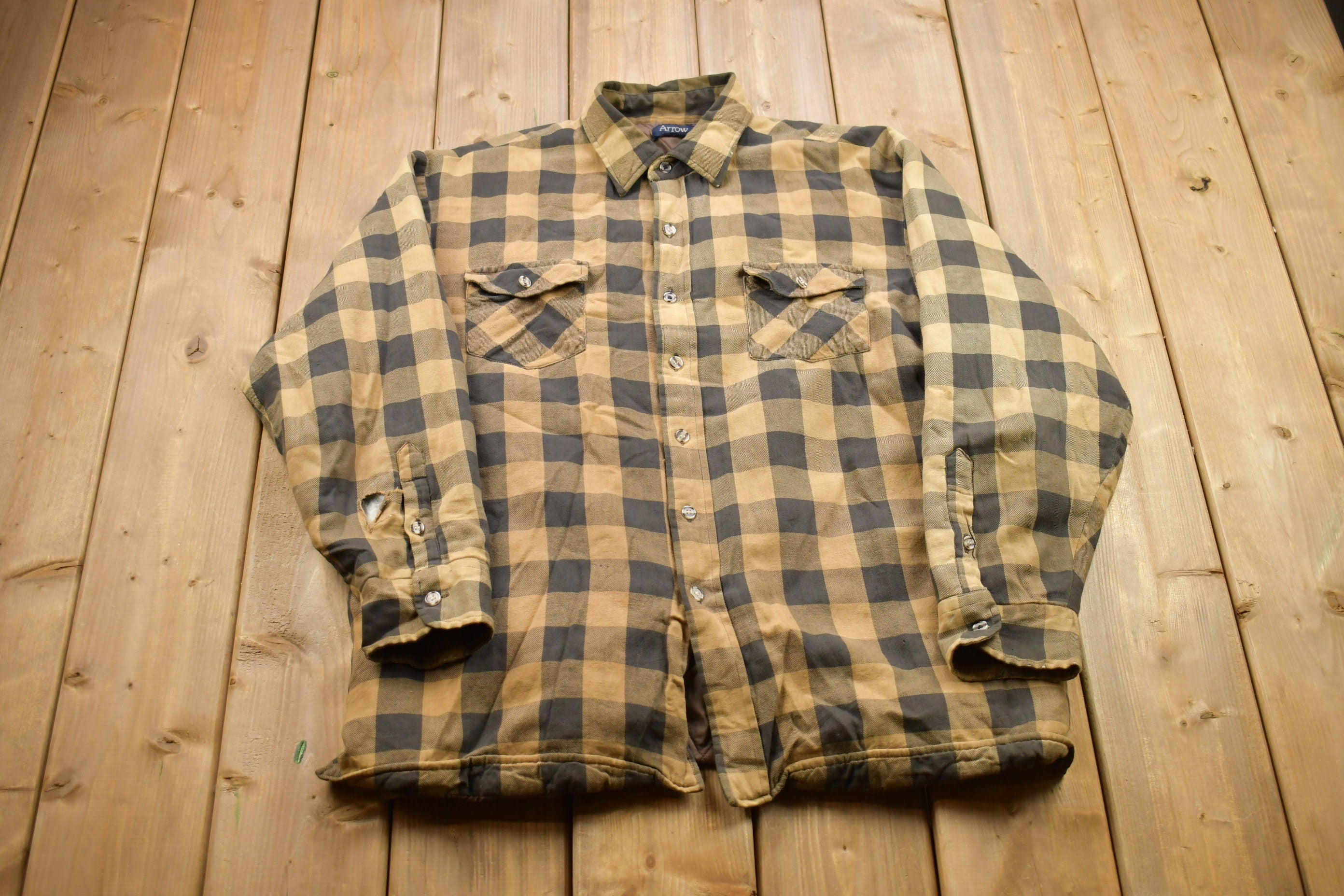 Vintage 1990s Arrow Insulated Plaid Flannel Button Up Shirt