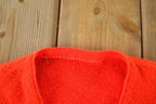 Vintage 1970s Red Knit Perfect Mild Distress Cardigan Sweater Made In USA
