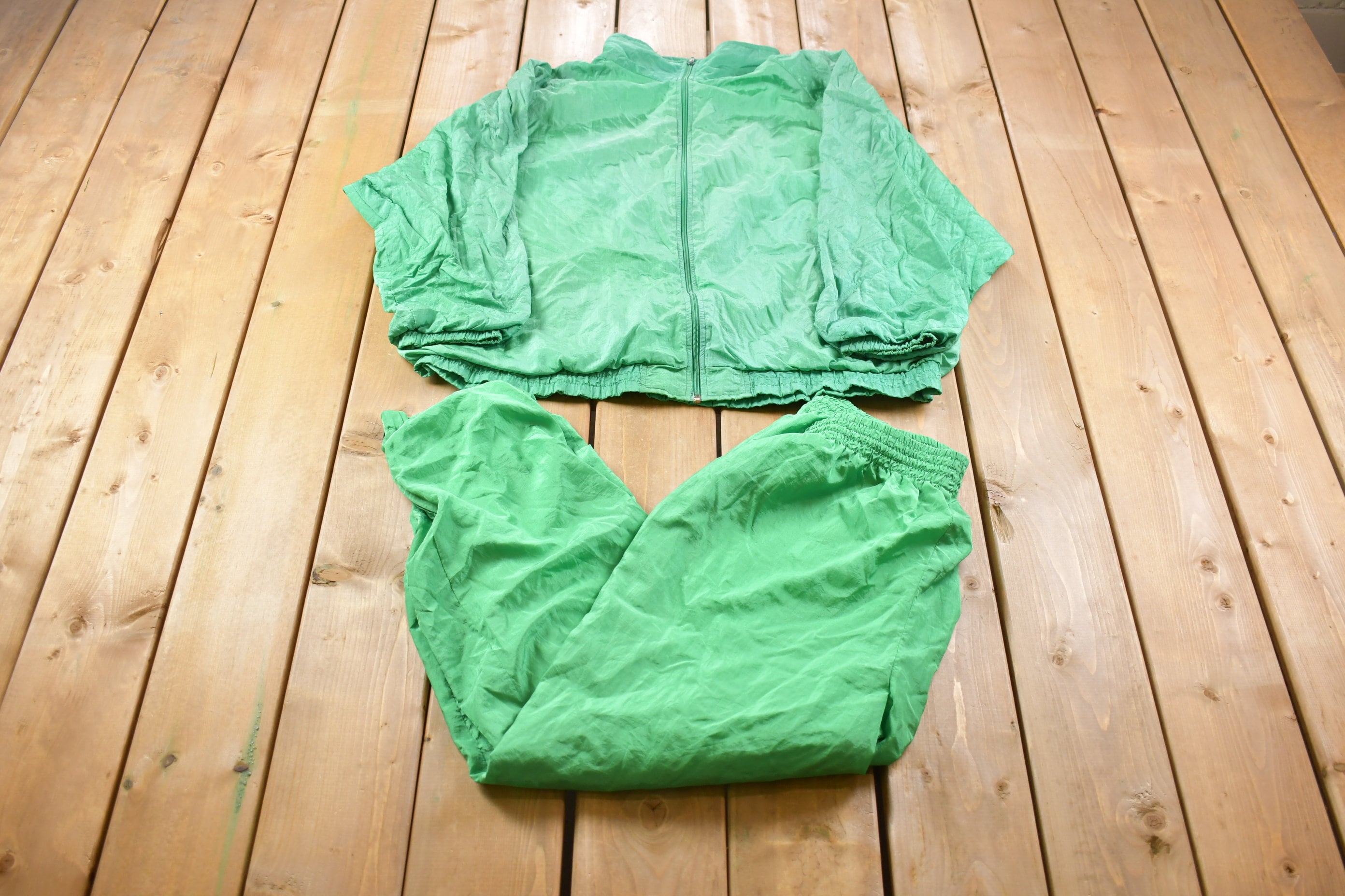 Vintage 1990s Laura Katherine Green Windbreaker & Track Pants Set