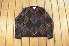 Vintage 1990s Sophisticate Petite Argyle Knit Cardigan Sweater Women's Medium
