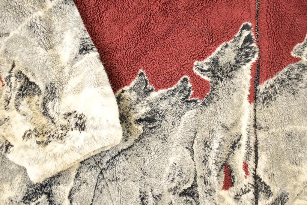 Vintage 1990s Mazmania AOP Howling Wolves Fleece Outdoorsman Sweater Men's XXL