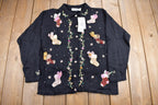 Vintage 1990s Headstock B.P Design Christmas Theme Knit Cardigan Sweater