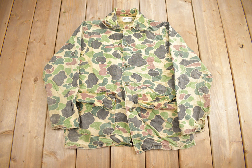 Vintage 1970s Saf T Bak Duck Camo Button Up