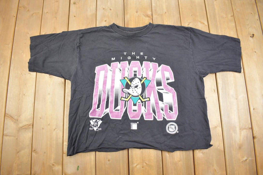 Vintage 1990s NHL The Mighty Ducks Graphic Cropped T Shirt Made In USA