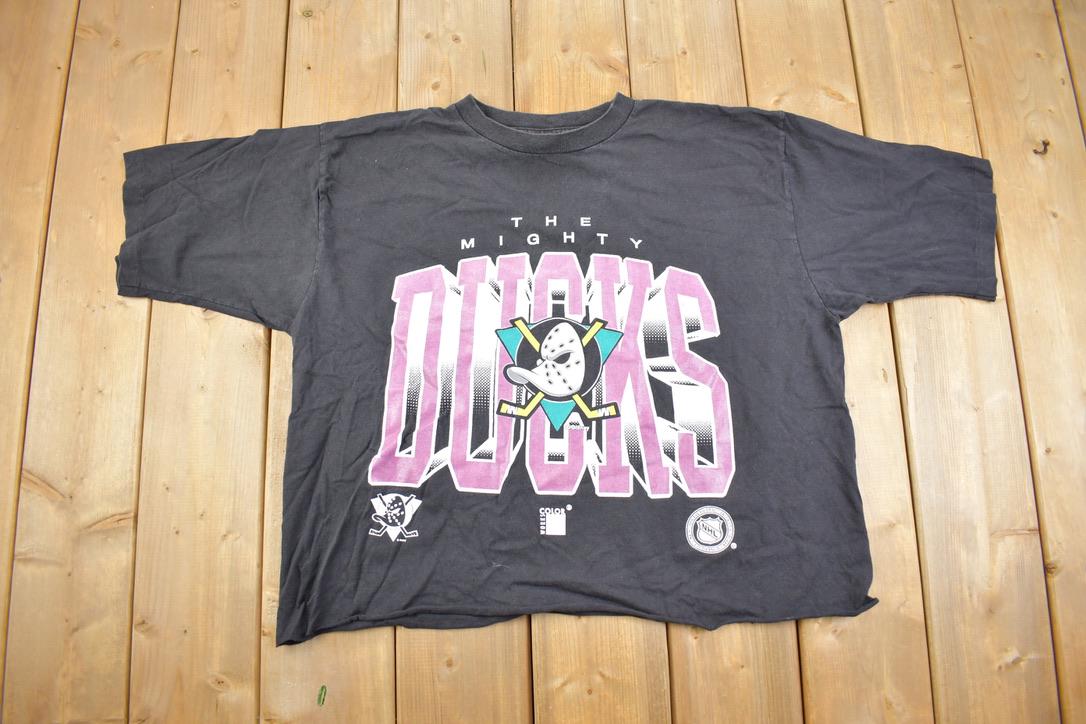 Vintage 1990s NHL The Mighty Ducks Graphic Cropped T Shirt Made In USA