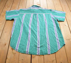 Vintage 1990s Blueprint Striped Button Up Short Sleeve Shirt