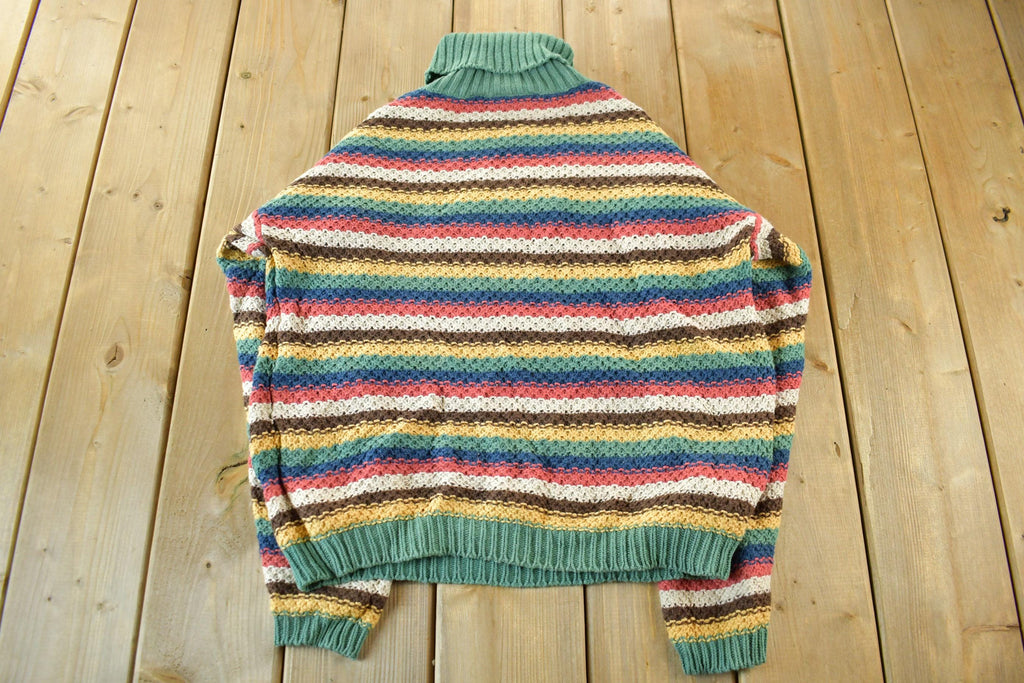 Vintage 1990s Pasta Knit Abstract Pattern Turtleneck Sweater