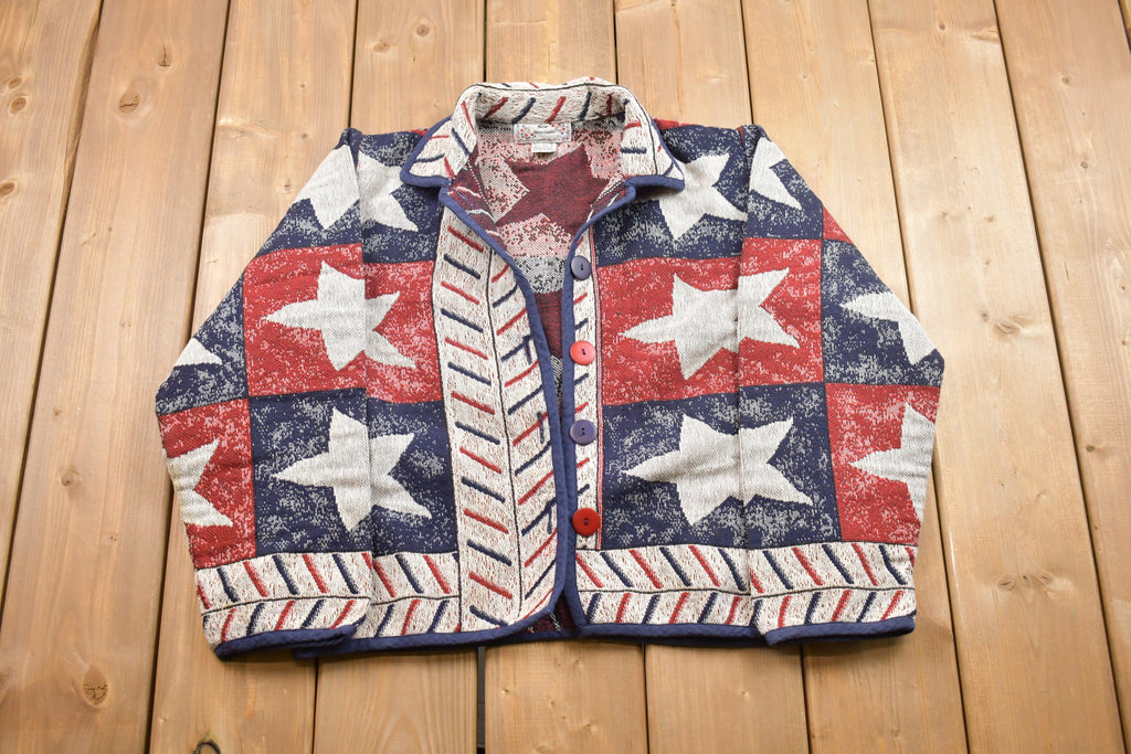 Vintage 1990s Stars Patch Work Cardigan Blazer