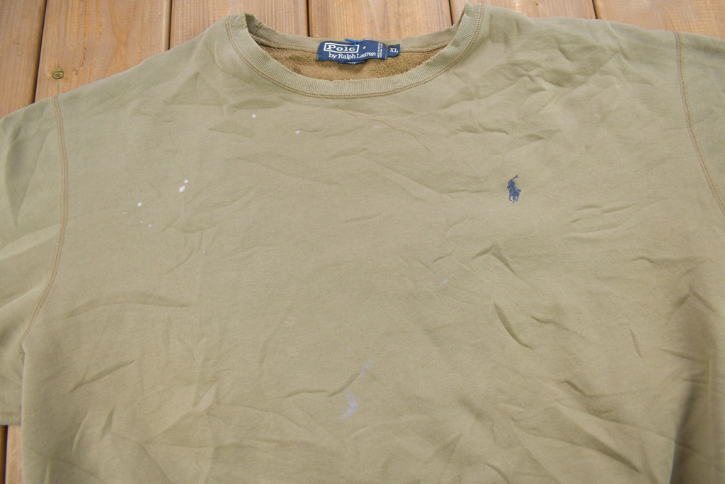 Vintage 1990s Ralph Lauren Small Pony Olive Crewneck Sweatshirt