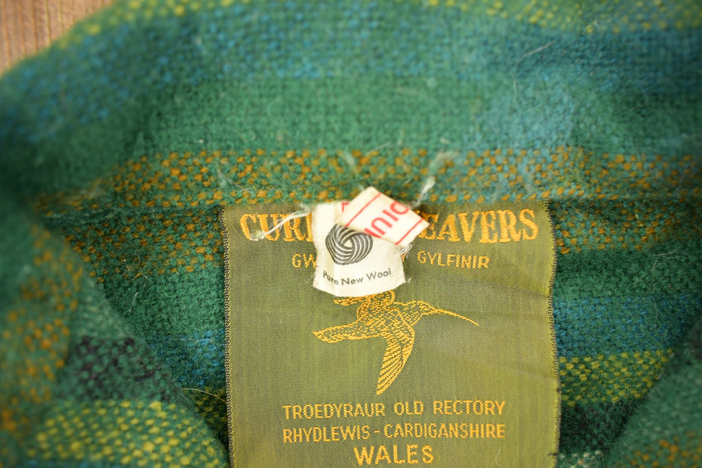 Vintage 1960s 100% Wool Green Knit Zip Up Sweater