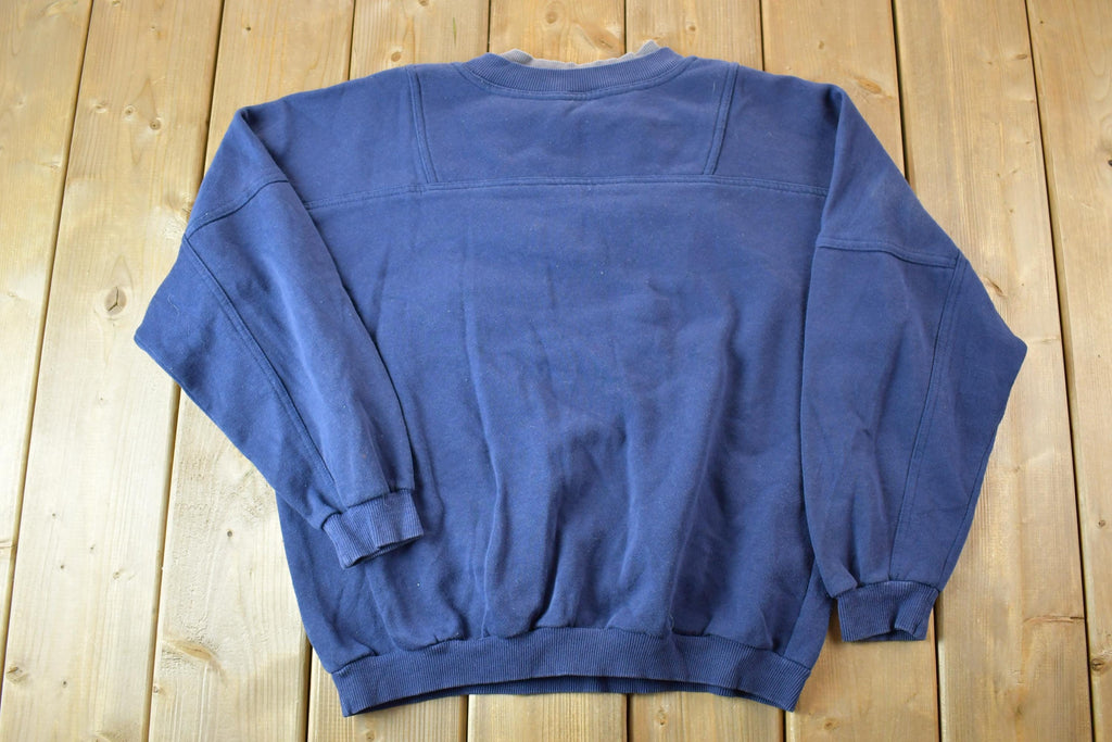 Vintage 1990s Crazy Front Pocket Navy Crewneck Sweatshirt