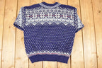 Vintage 1970's Nordstrikk Abstract Snowflake Wool Knit Cardigan Sweater Men's L