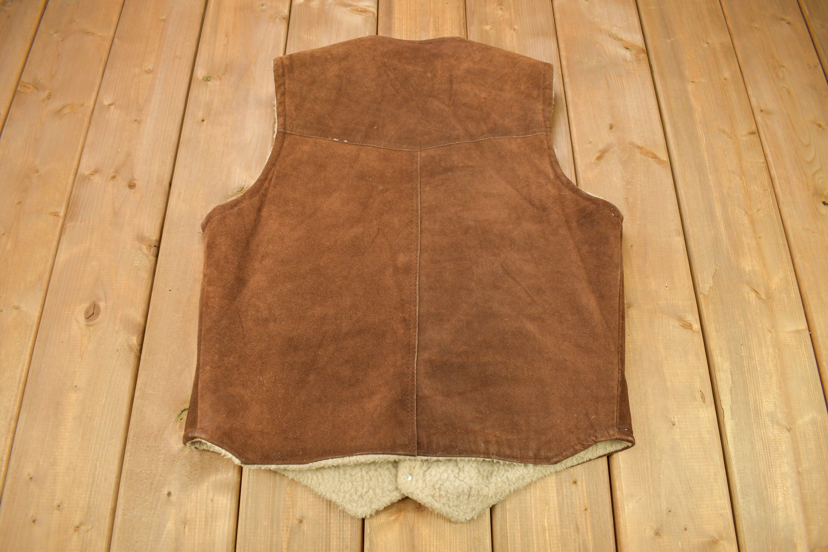 Vintage 1980s Texco Sherpa Lined Denim Button Up Vest