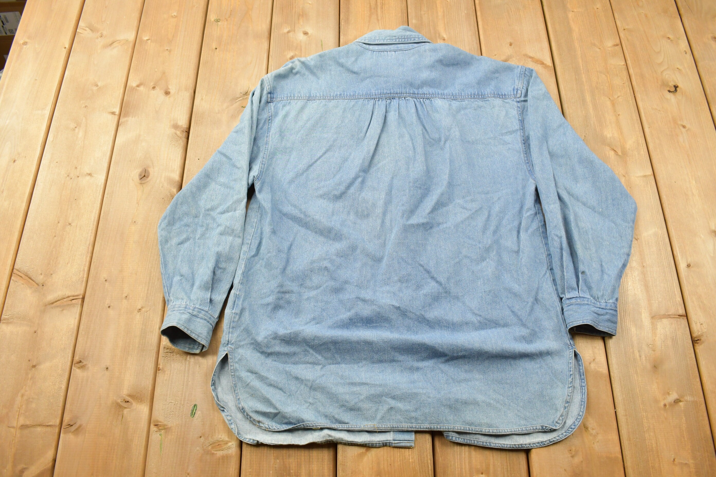 Vintage 1990s Noahs Ark Embroidered Button Up Denim Shirt