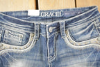 Vintage Deadstock Y2K Grace LA Bedazzled Low Rise Jeans Women's Size 27 x 32