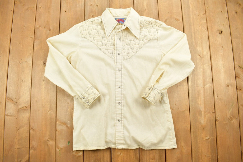 Vintage 1970s Quilted Wrangler Snap Button Shirt