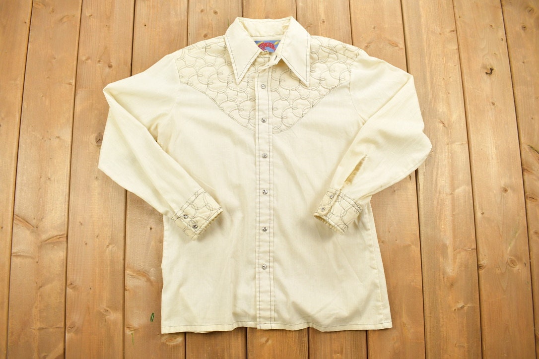 Vintage 1970s Quilted Wrangler Snap Button Shirt