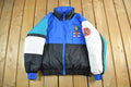 Vintage 1990s Looney Tunes Puffer Jacket Men's Large / Embroidered / Cartoon Print / Marvin the Martian / 90s TV Promo