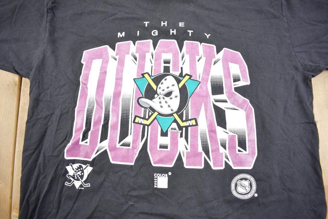 Vintage 1990s NHL The Mighty Ducks Graphic Cropped T Shirt Made In USA