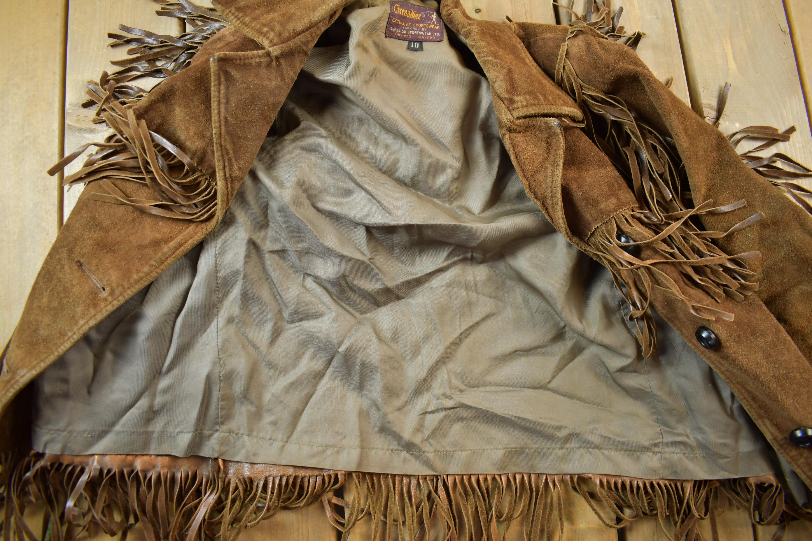 Vintage 1950s Grenadier Exclusive Sportswear Brown Suede Fringe Jacket