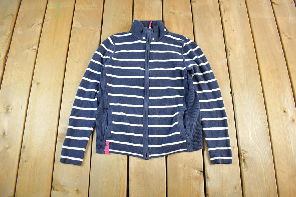 Vintage 1990s Lauren Ralph Lauren Active Knit Full Zip Sweater Women's Small / Striped Sweater / Polo