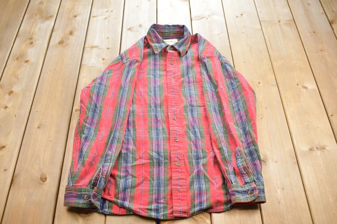 Vintage 1990s Eddie Bauer Plaid Long Sleeve Button Up Shirt