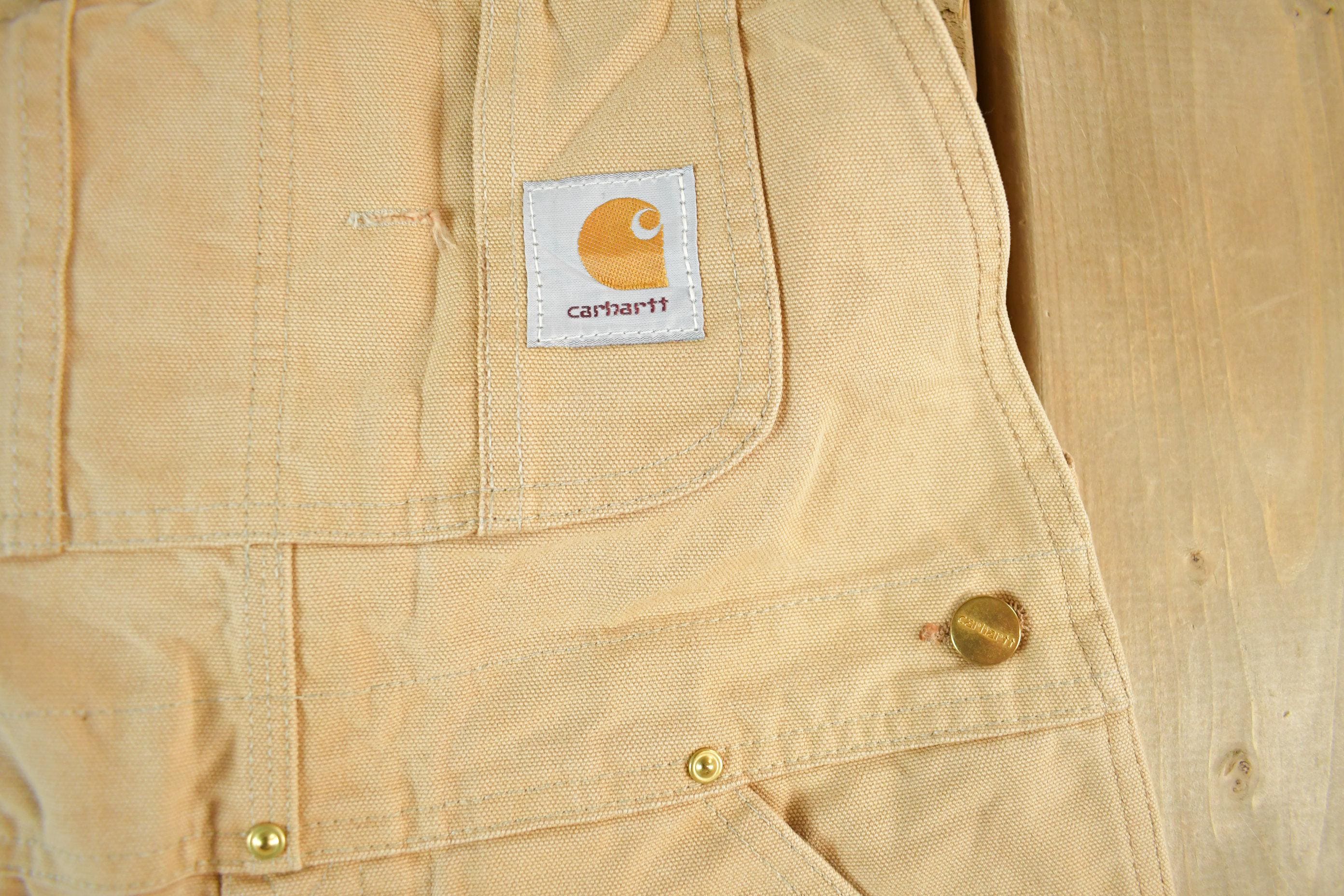 Vintage 1990s Carhartt Double Knee Canvas Overalls Men's Size 32 x 29