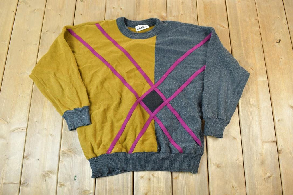 Vintage 1980s Colucci Knit Abstract Pattern Crewneck Sweater